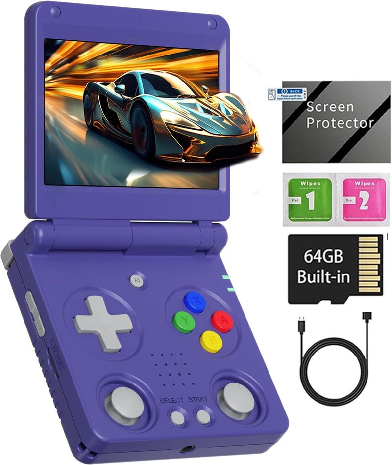 GiipGoop RG34XXSP Retro Handheld Game Console RG34XX SP Retro Gaming Console with 64G Preloaded 5000+ Games,3300 mAh Battey, Portable Pocket Arcade Support 30+ Simulators 5G WiFi Bluetooth HD Indigo - Image 1